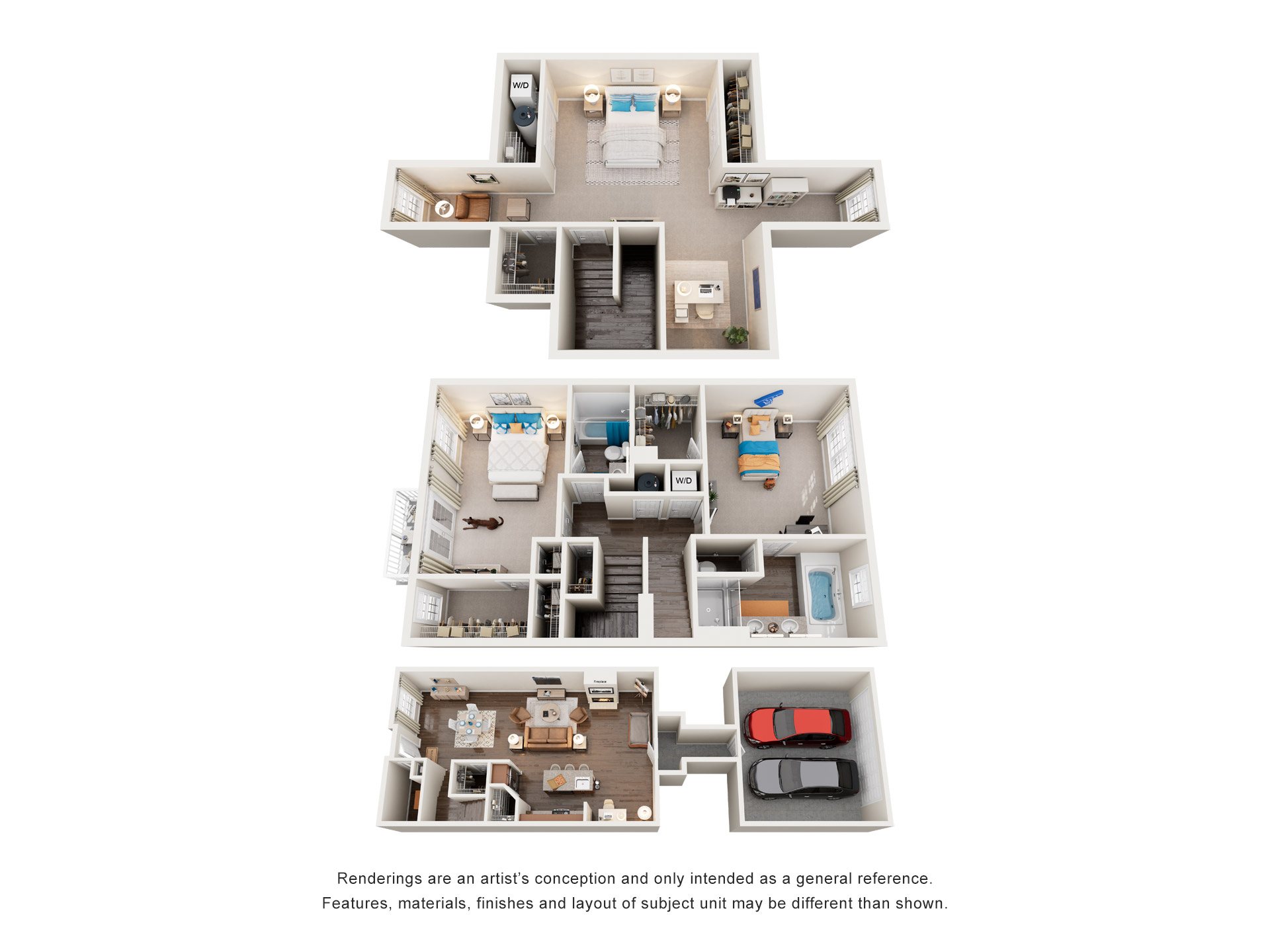 Floor plan for 3 beds, 2.5 baths, 2394 sqft